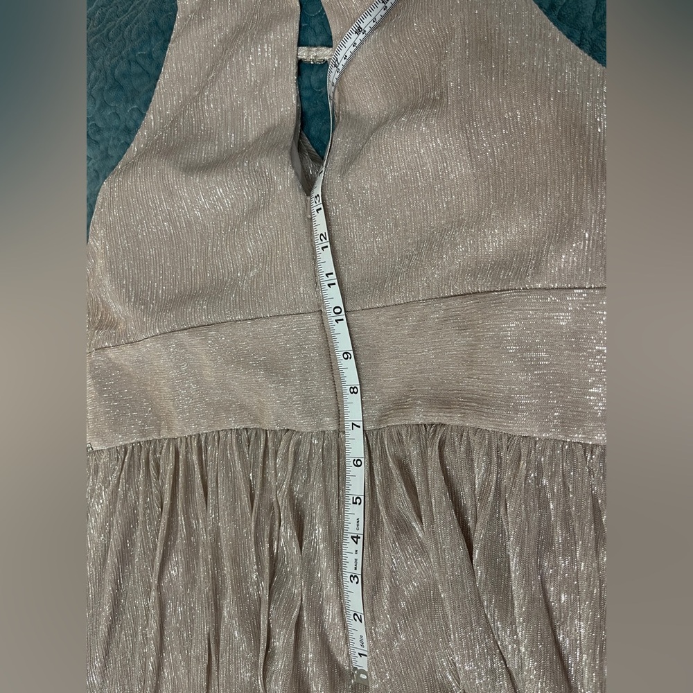 Oleg Cassini Metallic Formal Evening Gown Sz 20W Blush Sleeveless Full Length - Picture 13 of 14